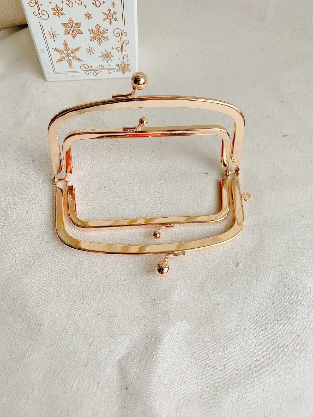 13.5cm Light Gold Double Purse Frame Bag Hanger 13.5cm x 6.3cm
