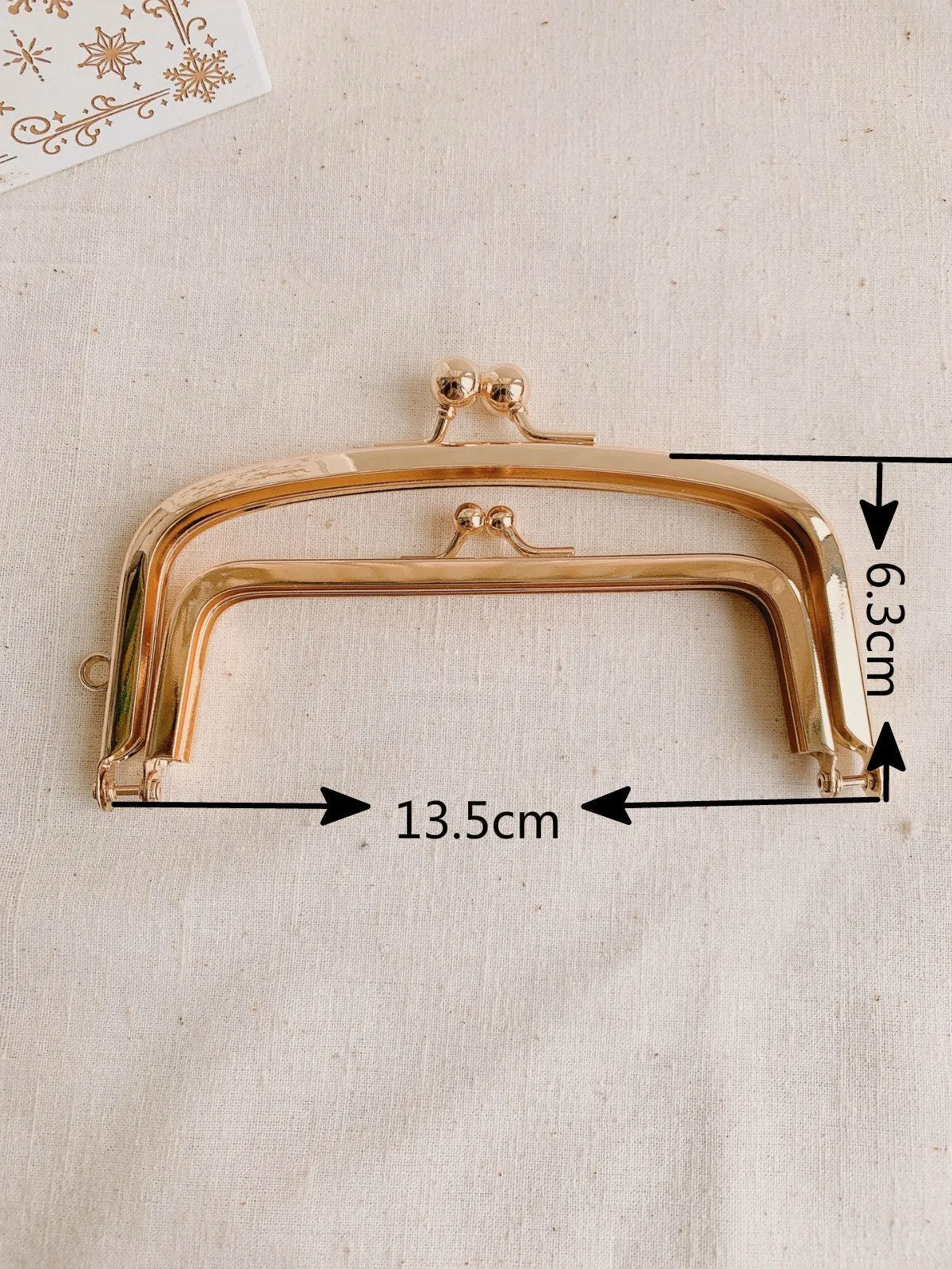 13.5cm Light Gold Double Purse Frame Bag Hanger 13.5cm x 6.3cm