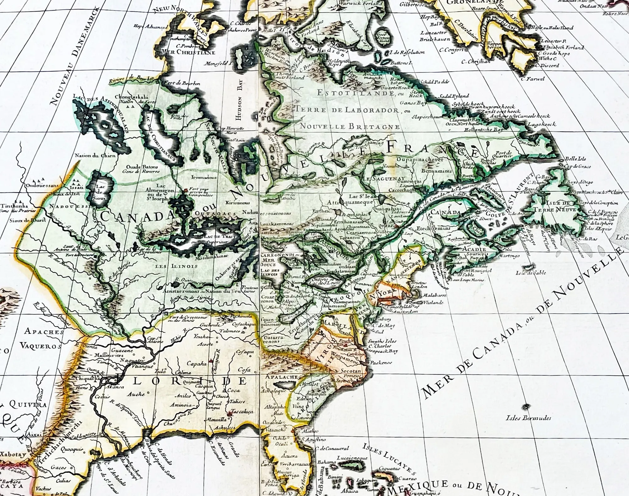 1719 Alexis Jaillot Large Antique Map of North America, Final Scarce Edition