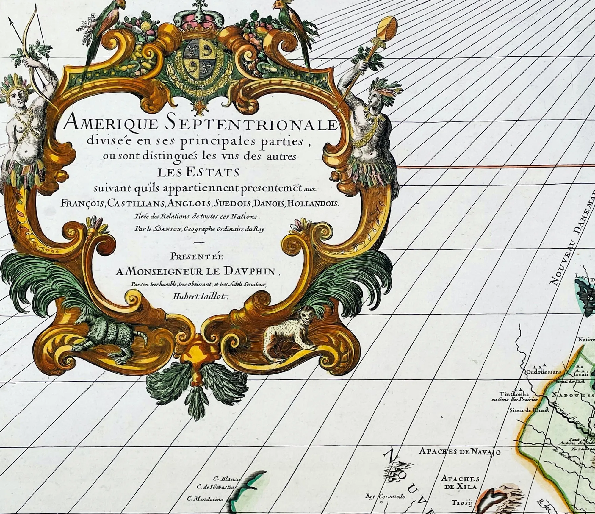 1719 Alexis Jaillot Large Antique Map of North America, Final Scarce Edition