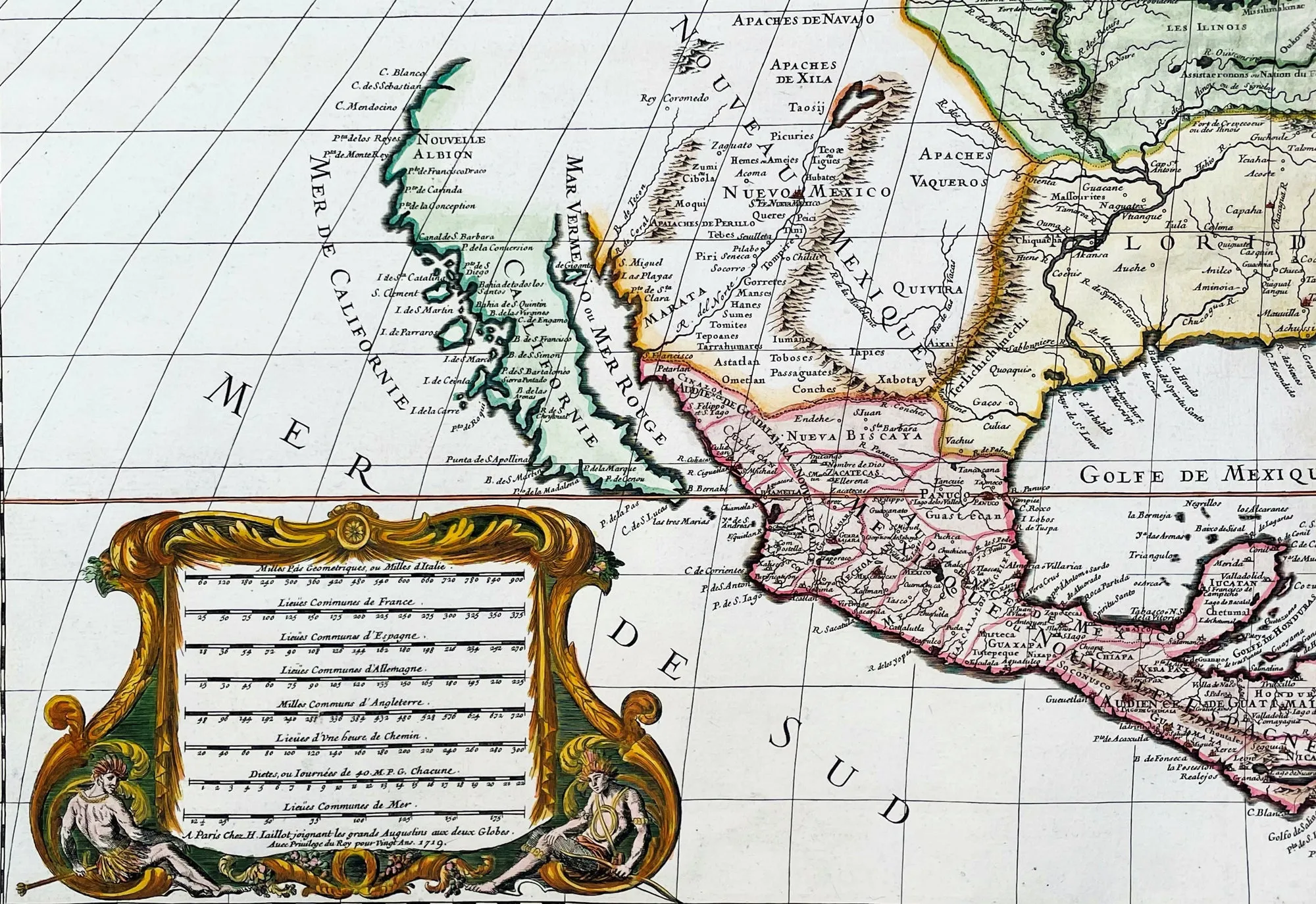 1719 Alexis Jaillot Large Antique Map of North America, Final Scarce Edition