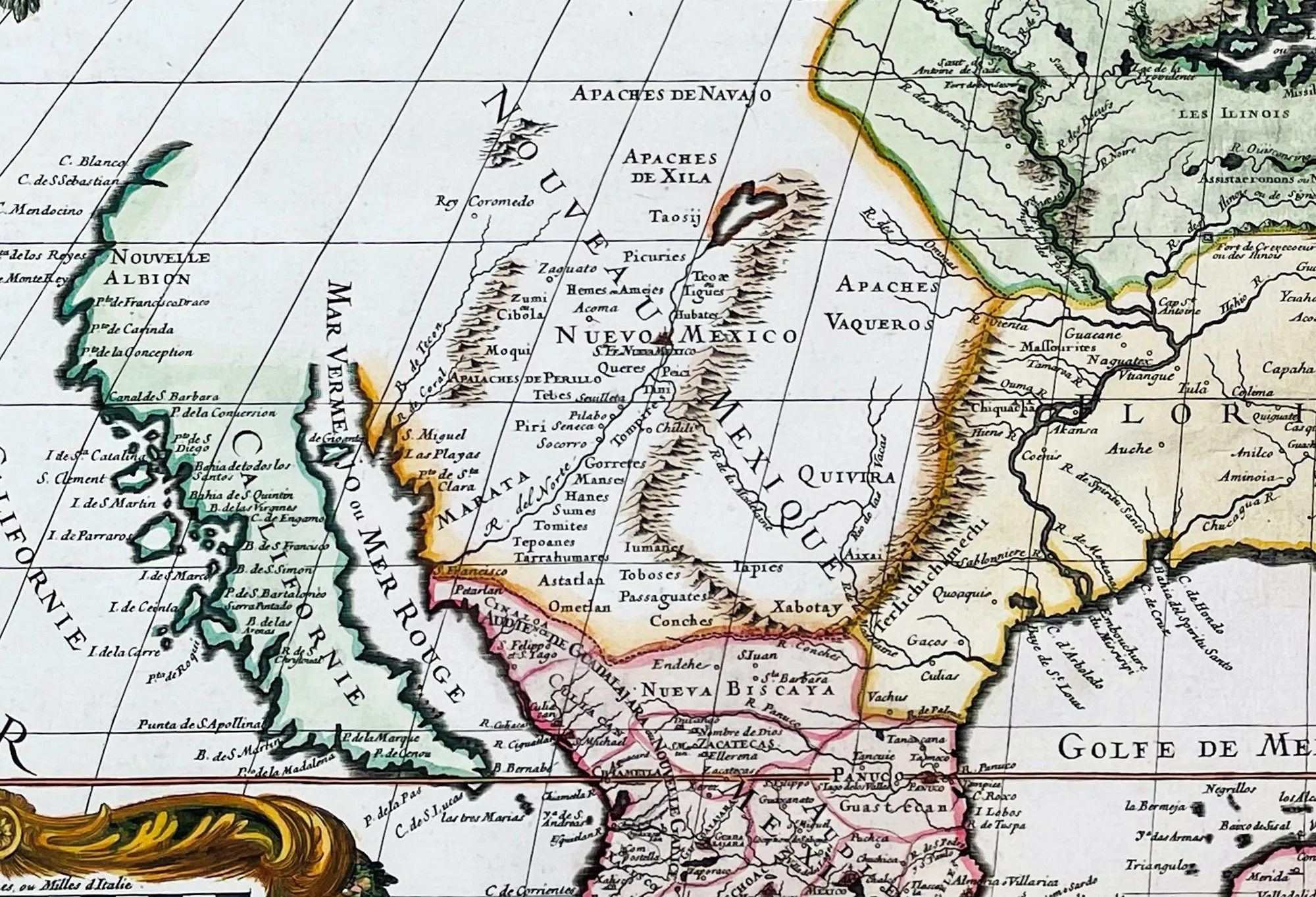 1719 Alexis Jaillot Large Antique Map of North America, Final Scarce Edition
