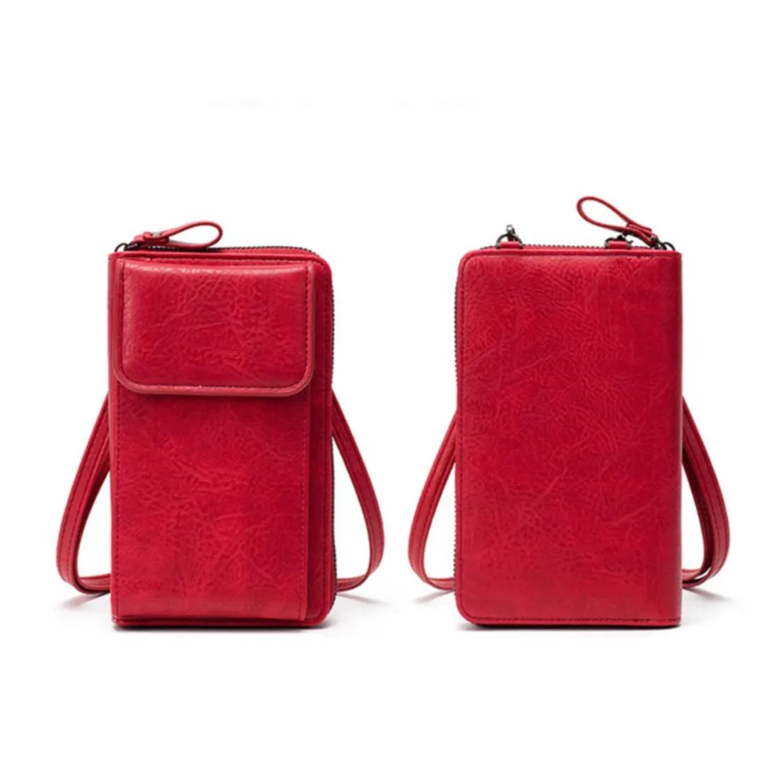 (18x11x4cm) Ladies Leather Shoulder Bag Purse Fashion Crossbody Bag - Red