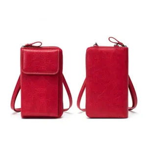 (18x11x4cm) Ladies Leather Shoulder Bag Purse Fashion Crossbody Bag - Red