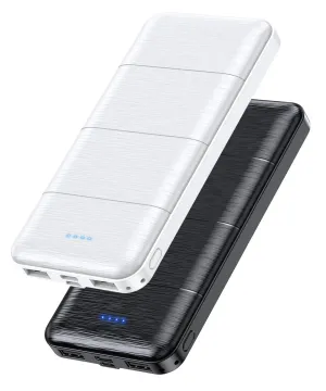 2 Pack Power Bank Charger,15000mAh for Each, 15W Fast Charging Portable Charger,Compatible with Smartphones and All USB Devices (Deep Black and White)