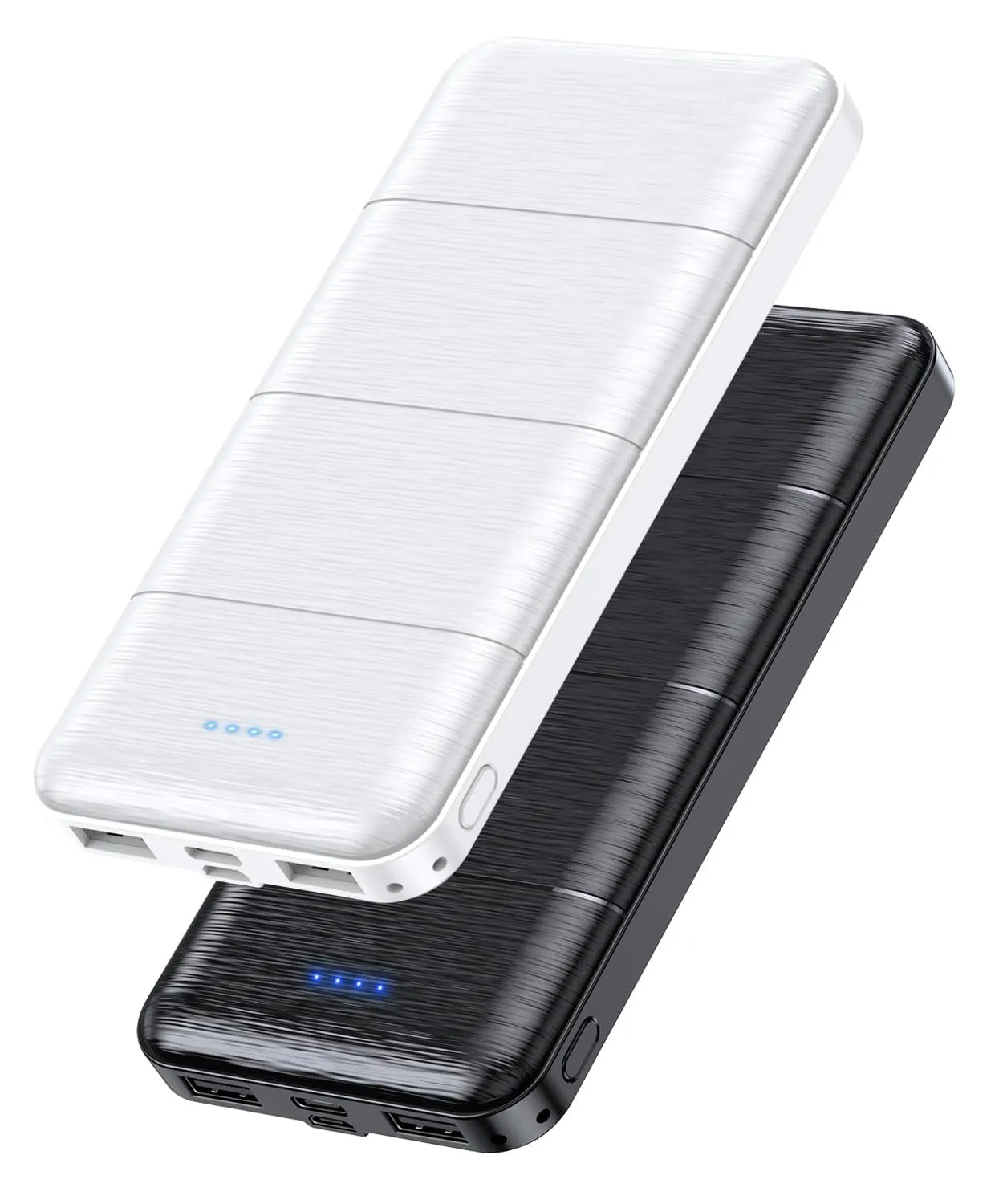 2 Pack Power Bank Charger,15000mAh for Each, 15W Fast Charging Portable Charger,Compatible with Smartphones and All USB Devices (Deep Black and White)