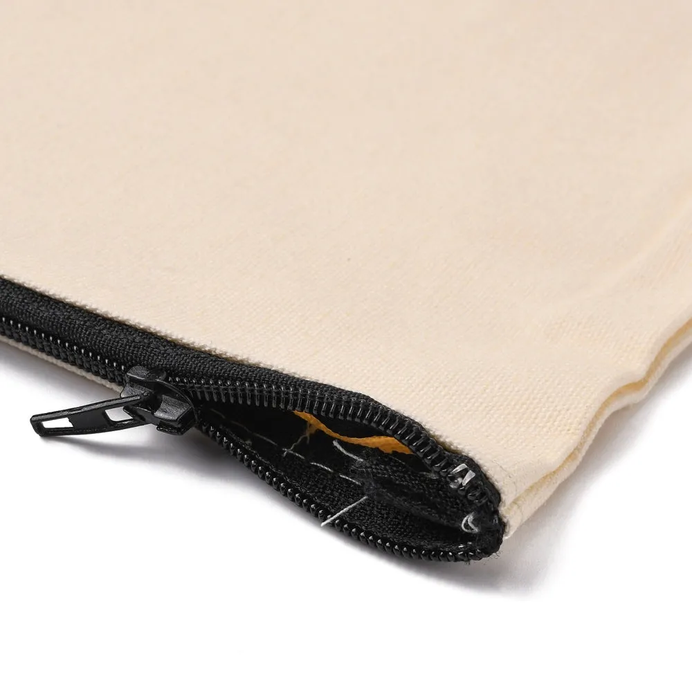 20 pc Blank DIY Craft Bag Canvas Pencil Pouch, with Black Zipper, Cosmetic Bag Multipurpose Travel Toiletry Pouch, Floral White, 12.2x20.3cm