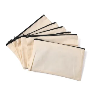 20 pc Blank DIY Craft Bag Canvas Pencil Pouch, with Black Zipper, Cosmetic Bag Multipurpose Travel Toiletry Pouch, Floral White, 12.2x20.3cm