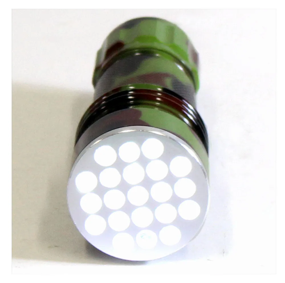 3-3/4 inch 21 LED Camouflage Flashlight With Batteries Included :(Units= 14)