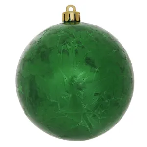 3" Green Crackle Ball Ornament UV Drilled 12/Bag