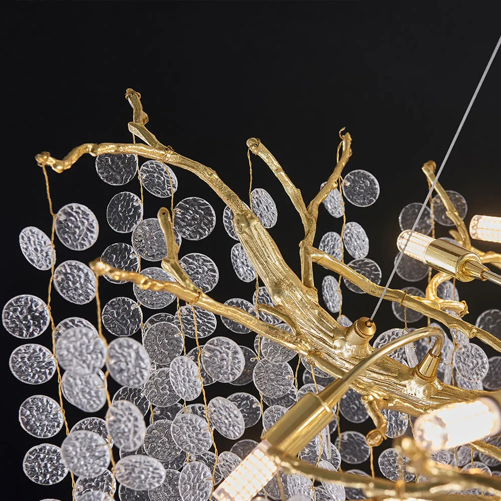48-72 Inch Modern Linear Chandelier Coin-shaped Glass Drop Chandelier