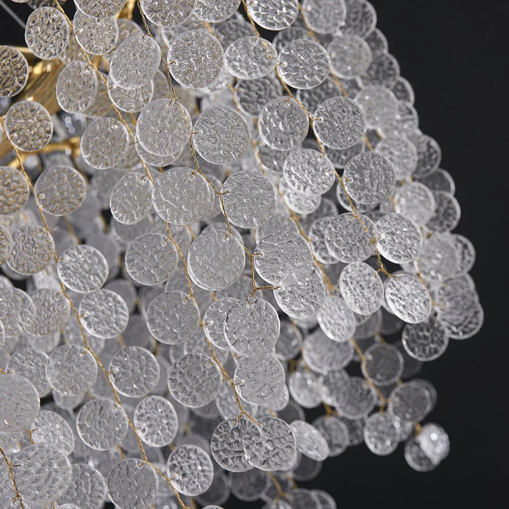 48-72 Inch Modern Linear Chandelier Coin-shaped Glass Drop Chandelier