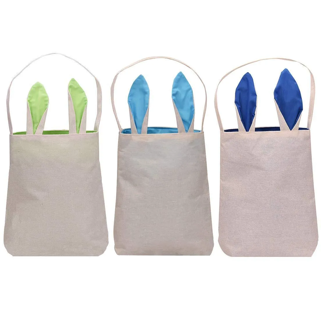 5 Pack Easter Bunny Bags Easter Gift Bag Easter Bunny Ear Basket Jute Cotton Cloth Tote Bag for Eggs Hunting