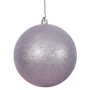 6PK - 4" Lavender Glitter Shatterproof Christmas Ball Ornament