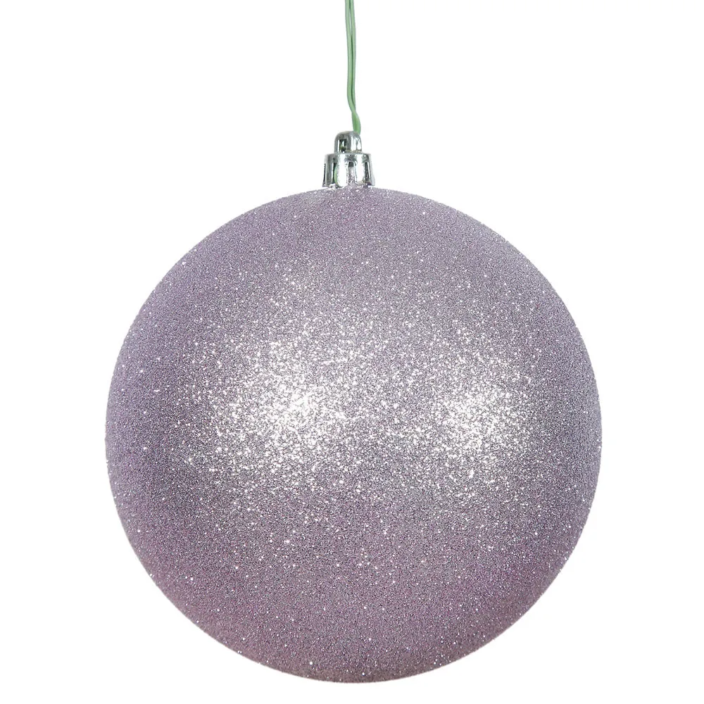 6PK - 4" Lavender Glitter Shatterproof Christmas Ball Ornament