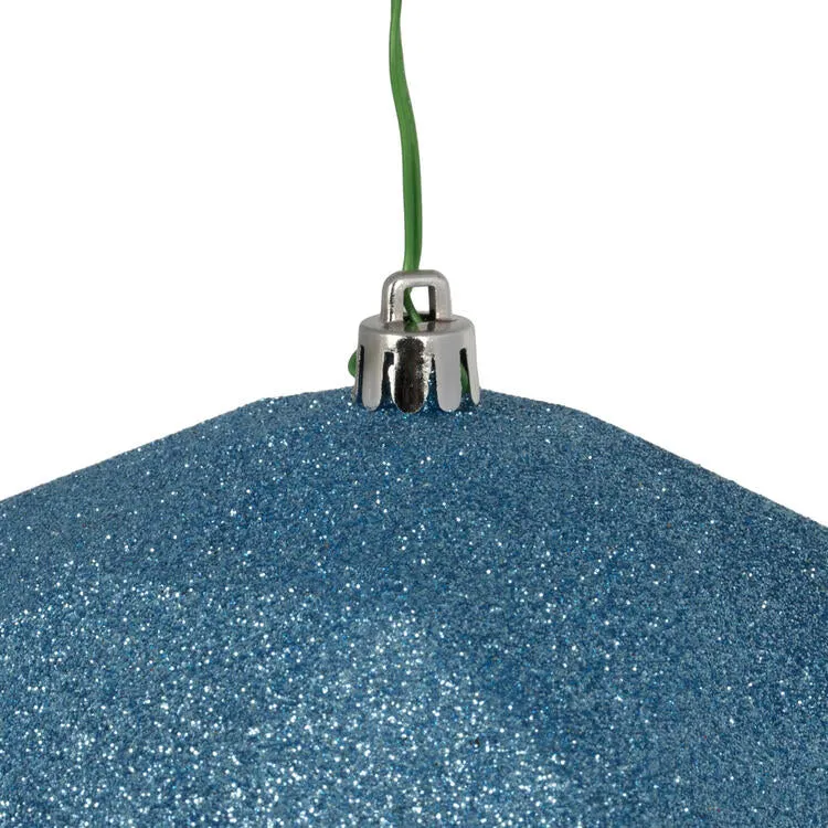 6" Periwinkle Glitter Geometric Balls Ornaments 4 Per Bag