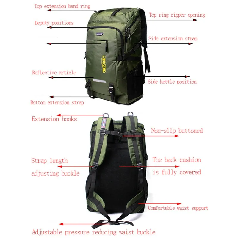 80L 50L Men's Outdoor Backpack Climbing Travel Rucksack Sports Camping Hiking Backpack School Bag Pack For Male Female Women