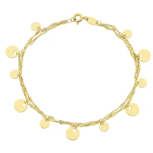 9ct Yellow Gold Silver Infused Double Strand Charm Bracelet
