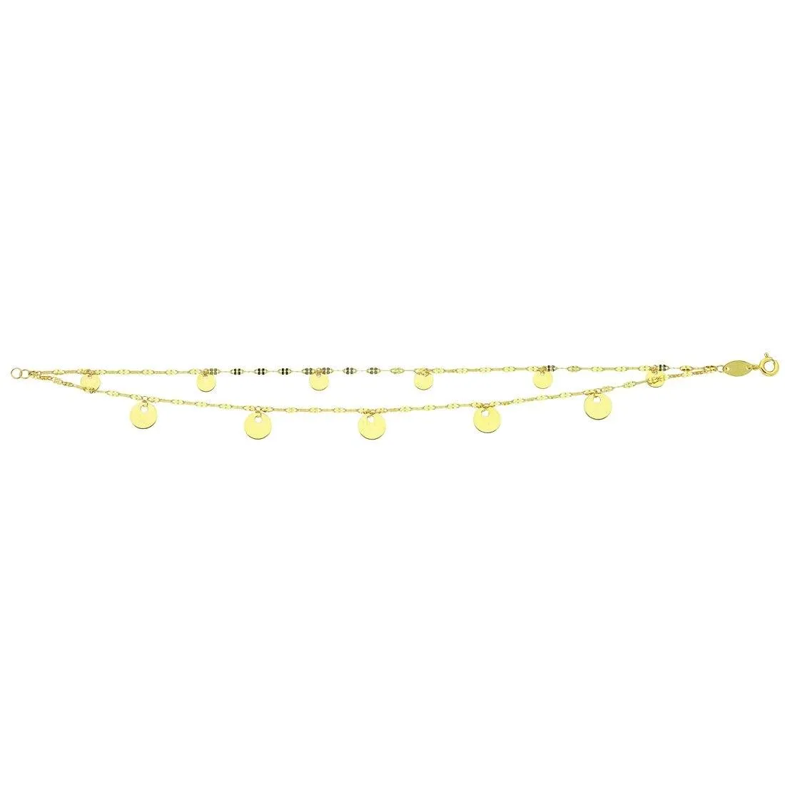9ct Yellow Gold Silver Infused Double Strand Charm Bracelet