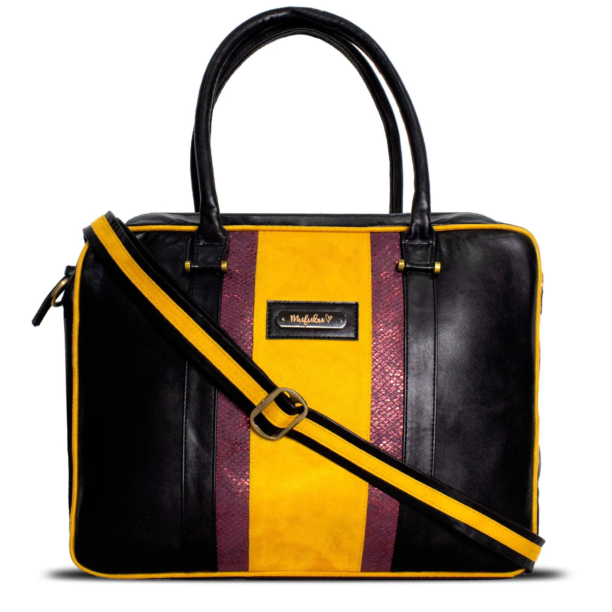 Aristo Laptop Bag - Black   Mustard