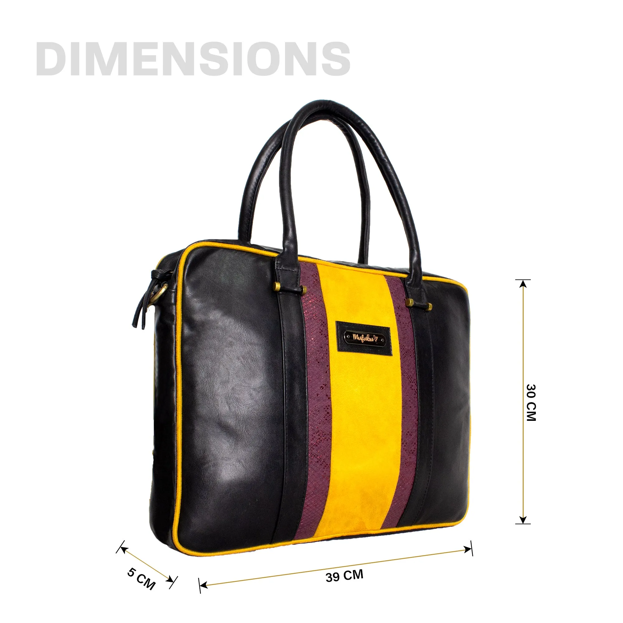 Aristo Laptop Bag - Black   Mustard