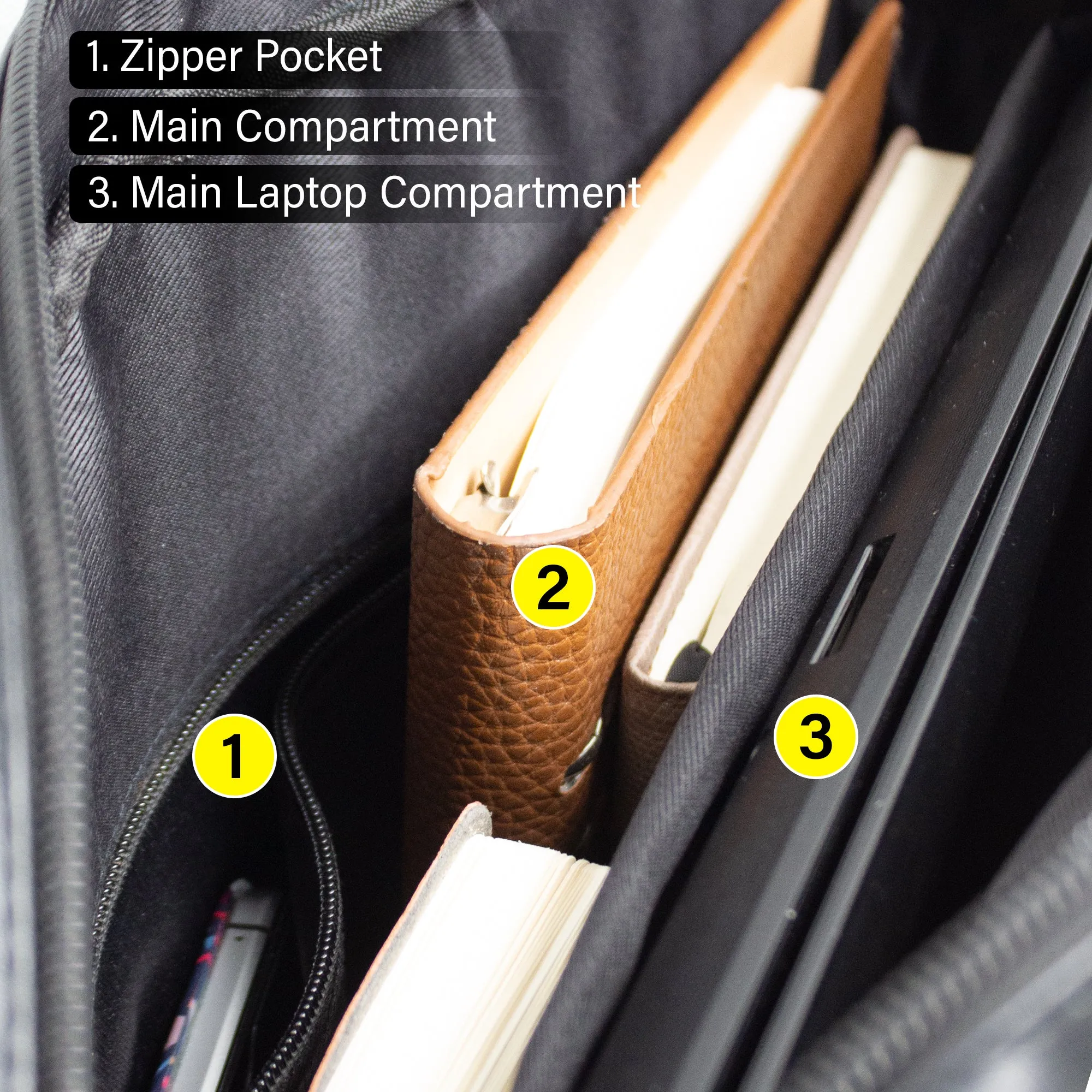 Aristo Laptop Bag - Black   Mustard