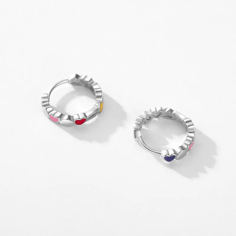 Ayabeni Sterling Silver Heart-shaped Earrings with Dripping Design