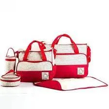 Baby 5 in 1 Baby Diaper bags, Waterproof Travel Bag - Red