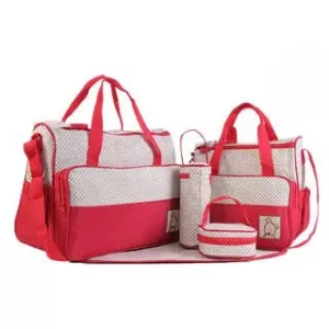 Baby 5 in 1 Baby Diaper bags, Waterproof Travel Bag - Red
