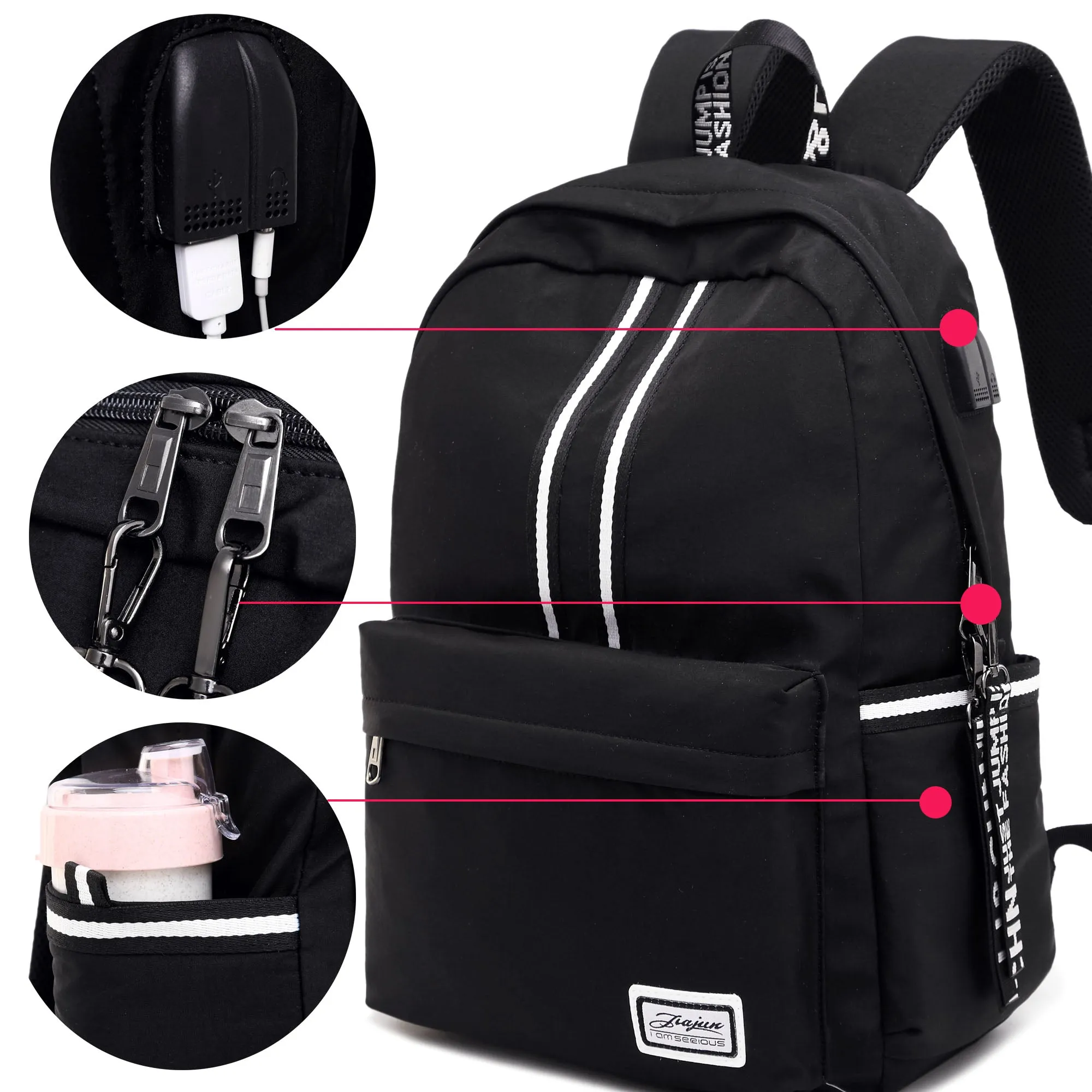 Back to School Backpack for Girls Waterproof Bookbag with USB Charging Port Fits 16 Inches Laptop