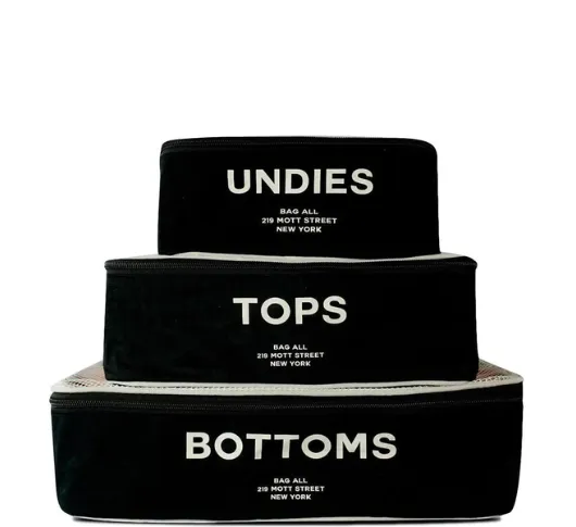 Bag-all - Cotton Packing Cubes, Print 3-Pack, in Black