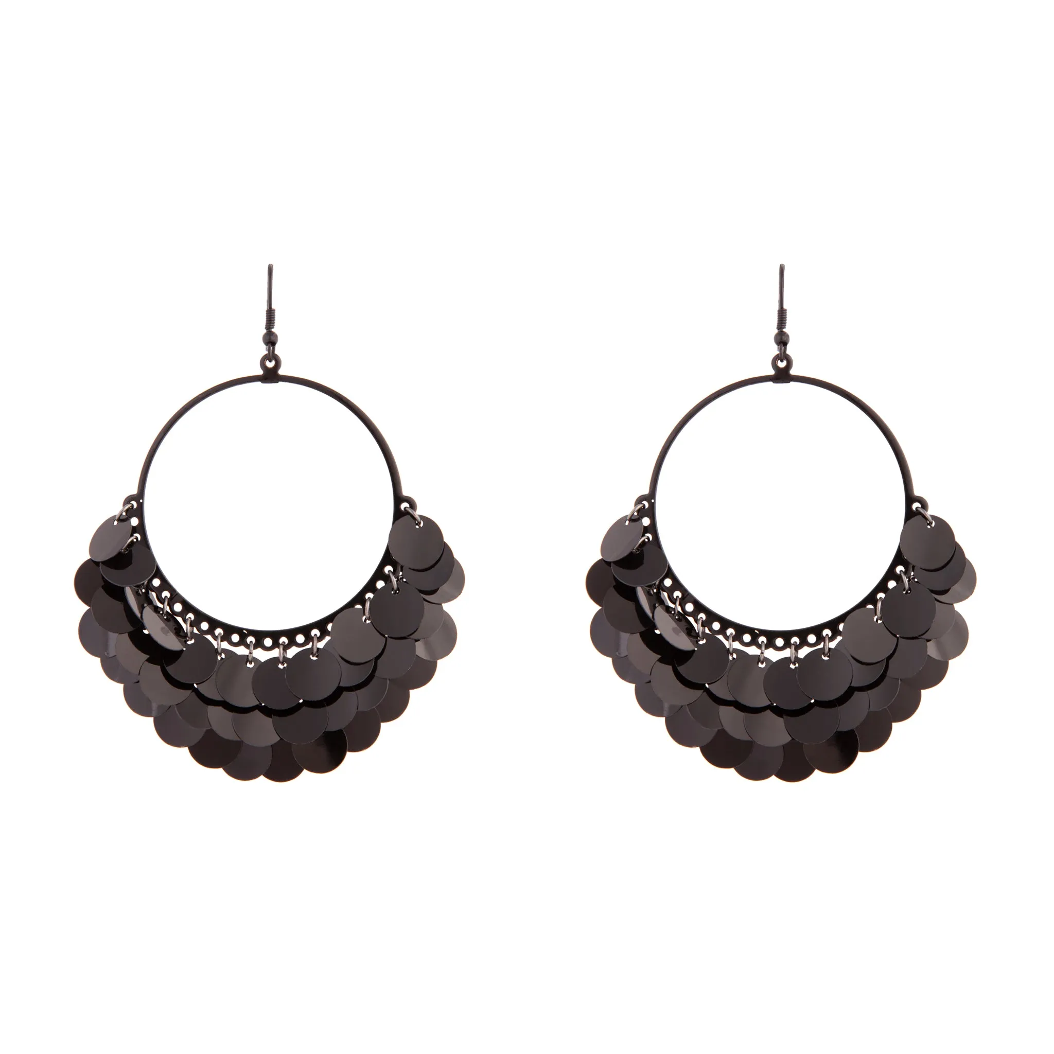 Black Statement Sequin Hoop Earring