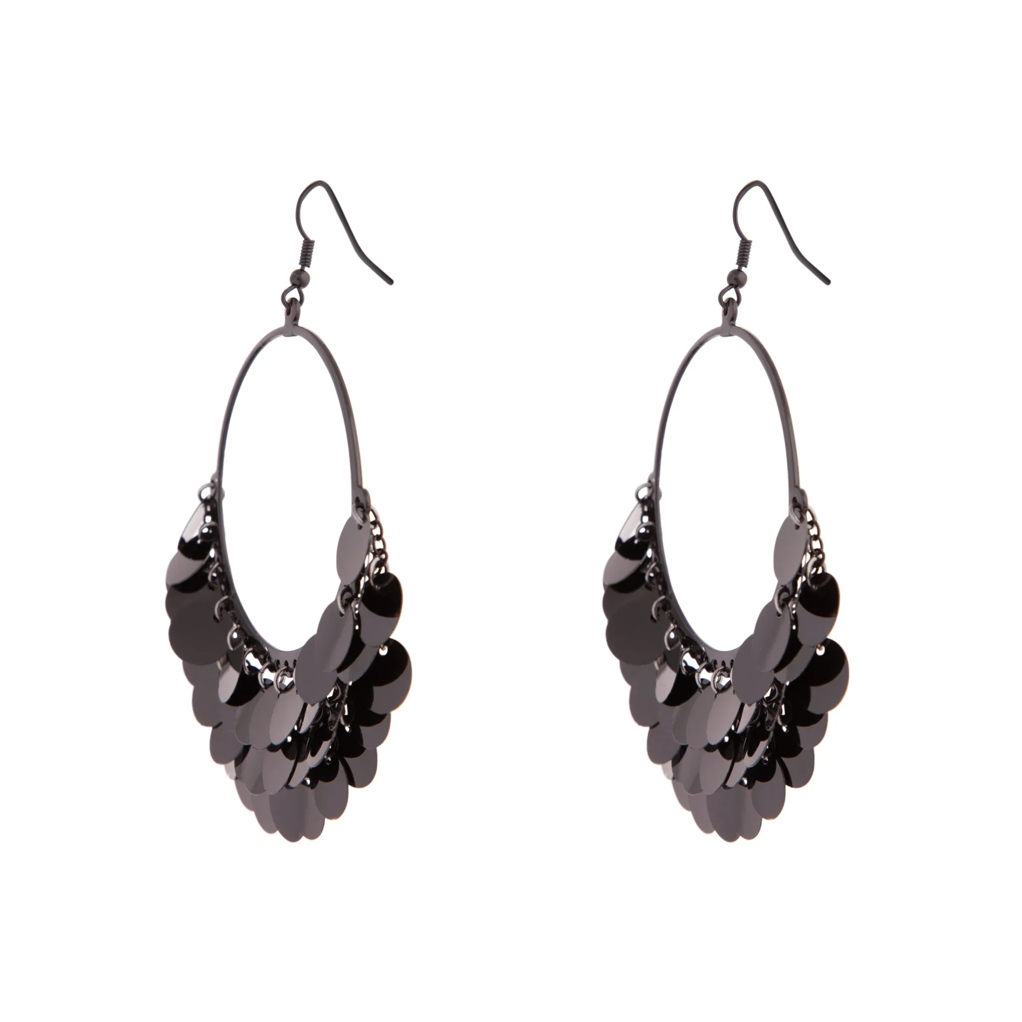 Black Statement Sequin Hoop Earring