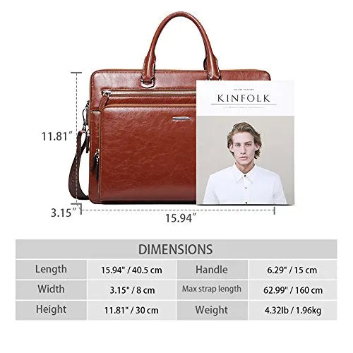 BOSTANTEN Leather Briefcase Shoulder 15.6"Laptop Business Vintage Slim Messenger Bags for Men &