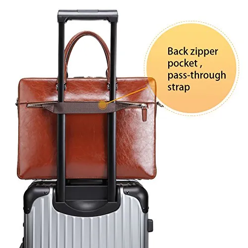 BOSTANTEN Leather Briefcase Shoulder 15.6"Laptop Business Vintage Slim Messenger Bags for Men &