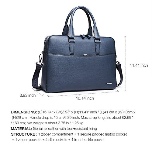 BOSTANTEN Leather Briefcase Shoulder Business Vintage Slim Messenger Bags for Men & Women