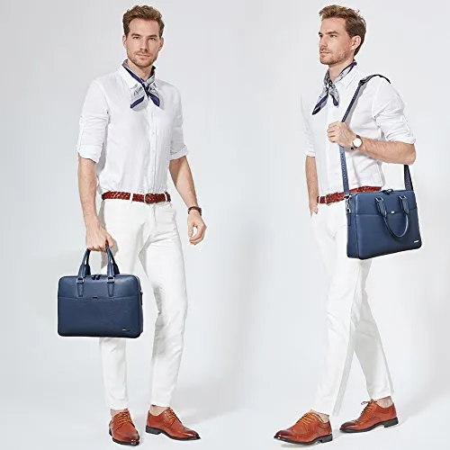 BOSTANTEN Leather Briefcase Shoulder Business Vintage Slim Messenger Bags for Men & Women