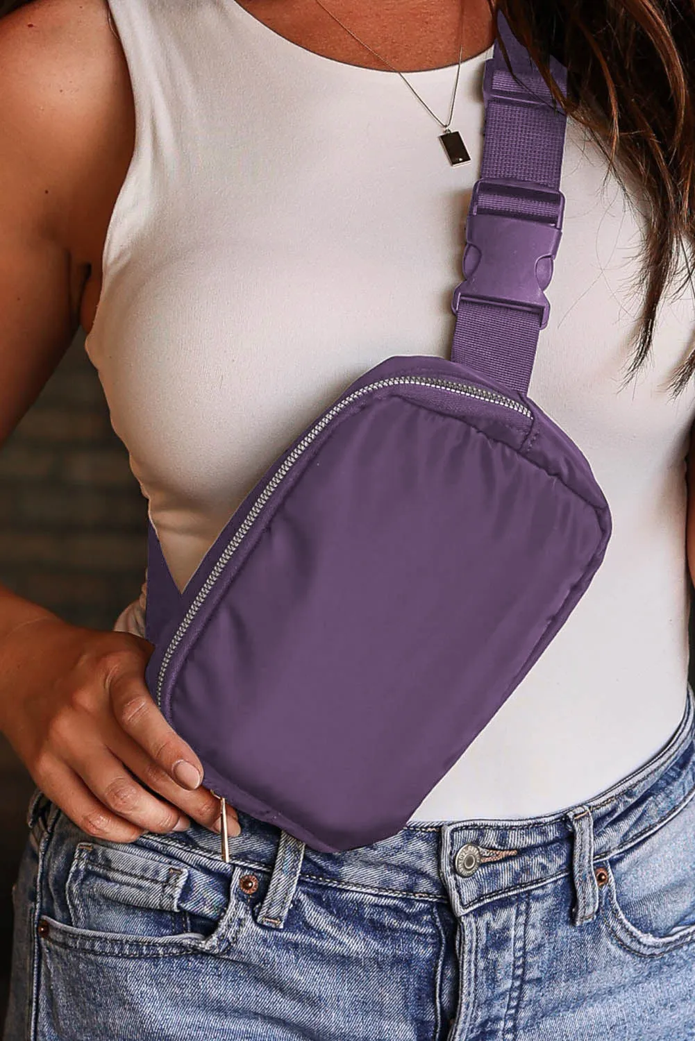 Brown Waterproof Zipped Crossbody Bag 20*5*14cm