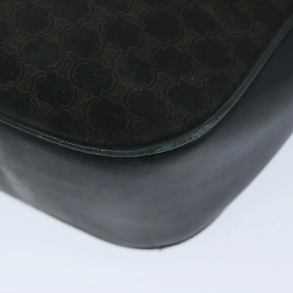 CELINE Macadam Canvas Shoulder Bag Black Brown Auth 64224