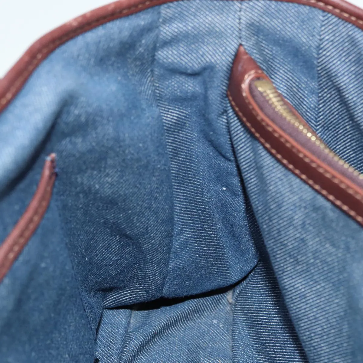 CELINE Paris Macadam Canvas boogie Hand Bag Blue Gold Auth 88761