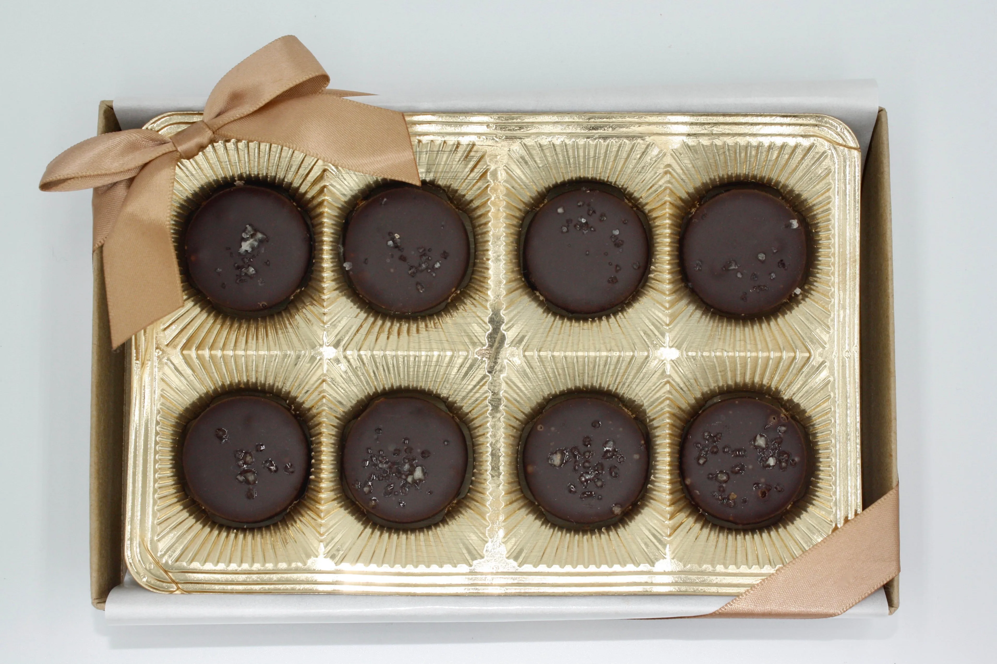 ChocoEve Dark Chocolate Caramel Cup with French Gray Sea Salt - 8 Piece Gift Box