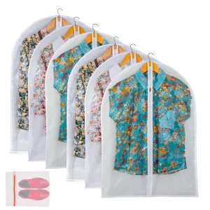 Clear Garment Bag Suit Bags for Closet Storage, Vinyl Garment Bags for Hanging Clothes, Short Hanging Bags Coat Covers for Closet with Zipper- 24'' X 32''/6Pack-12 Pack