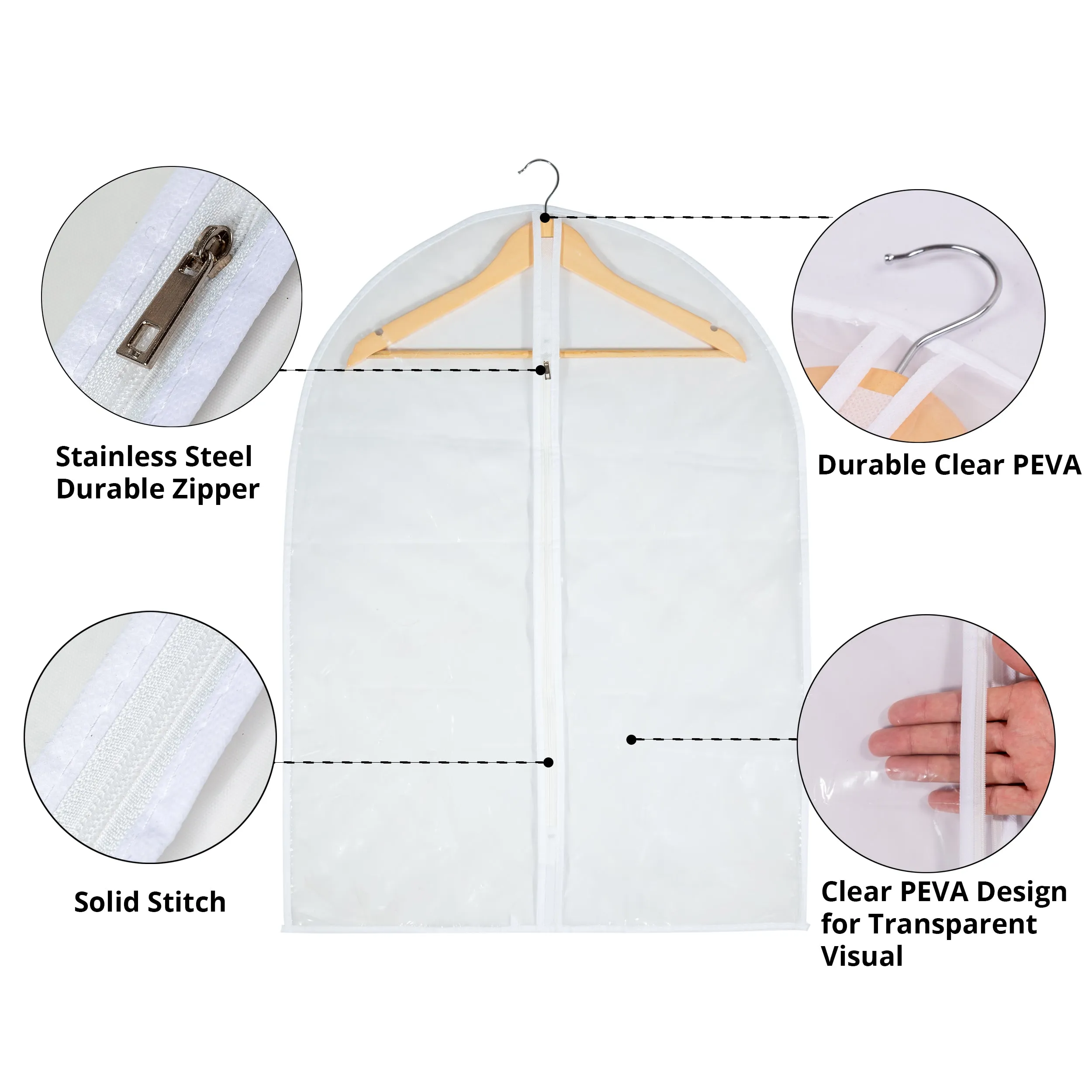 Clear Garment Bag Suit Bags for Closet Storage, Vinyl Garment Bags for Hanging Clothes, Short Hanging Bags Coat Covers for Closet with Zipper- 24'' X 32''/6Pack-12 Pack