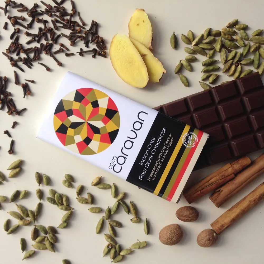 Coco Caravan Chai dark vegan chocolate bar 77g