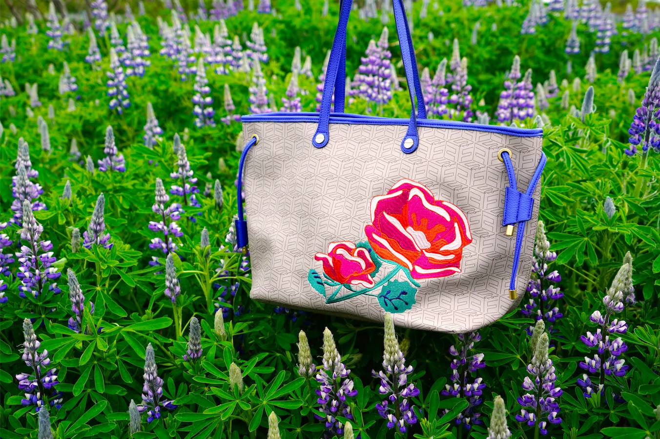 Color Splash Tote in Blue & FC Signature