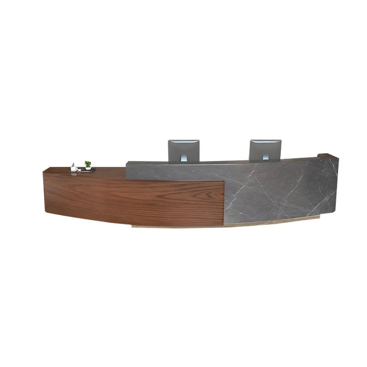 Company Reception Desk Imitation Marble Round Arc Bar