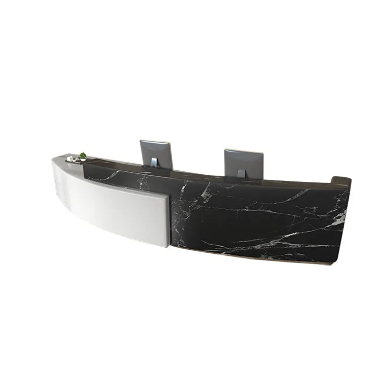Company Reception Desk Imitation Marble Round Arc Bar