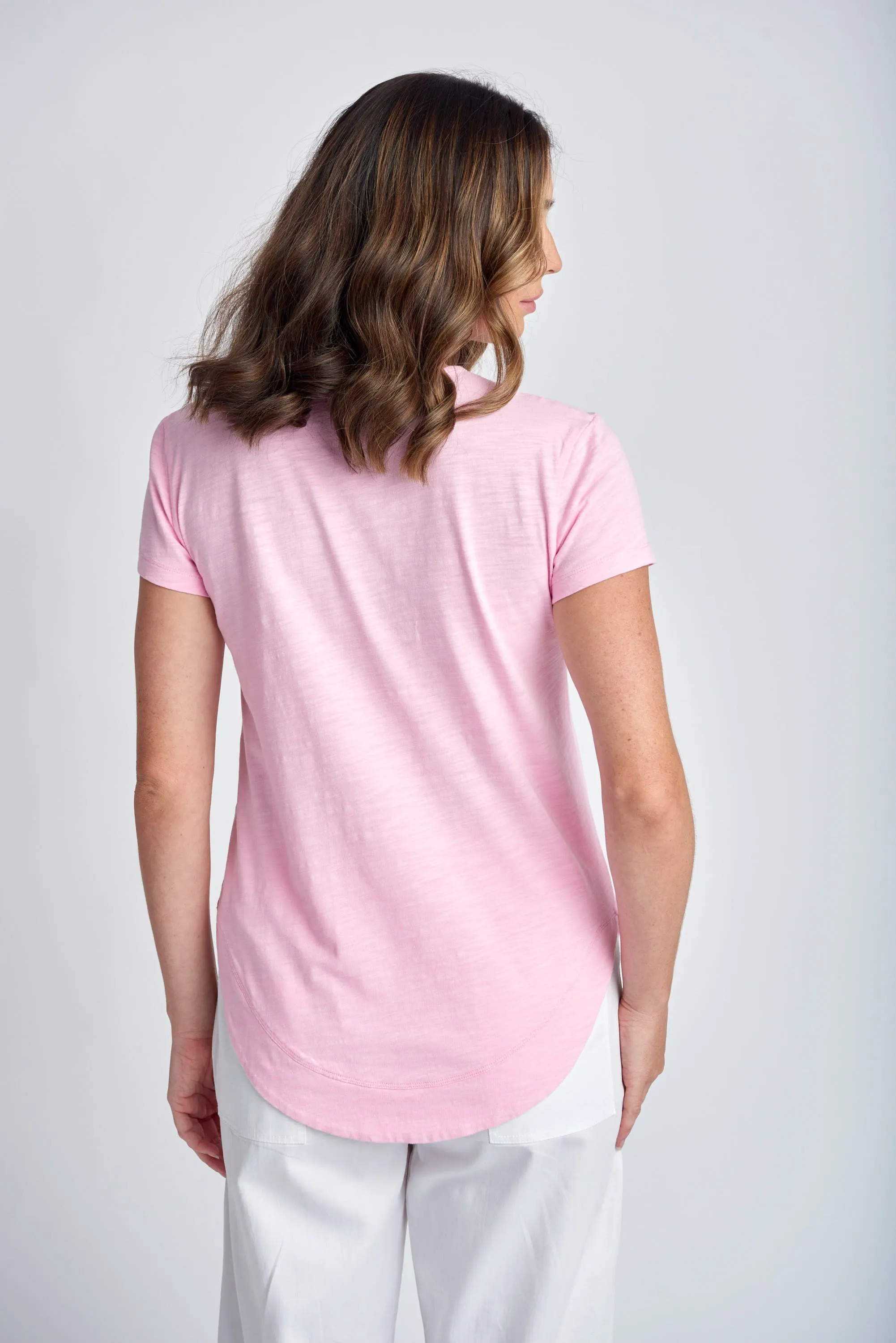 Cotton Shaped Hem Tee Lolly Pink