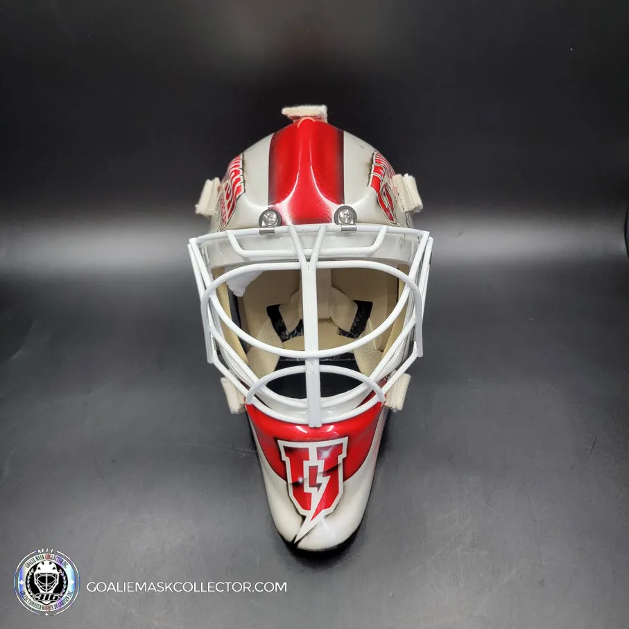 Custom Painted Goalie Mask: University Logos   Dogs