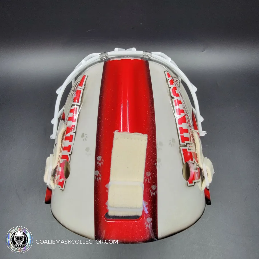 Custom Painted Goalie Mask: University Logos   Dogs